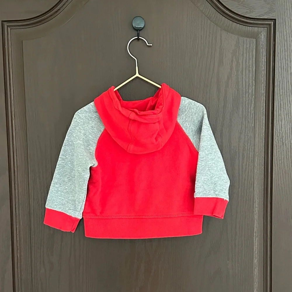 3/$25 GAP Baby Boy Red Logo Full-Zip Hoodie 100% Cotton Casual Jacket 18–24M